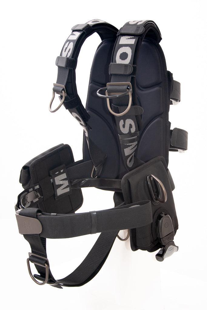 OMS Dive Gear Stainless Steel Backplate w/ SmartStream Harness SIG, Crotch Strap, Back Pad w/ Weight pockets, 6 lb system, (1) Utility Pocket and Shoulder Pads Style SS