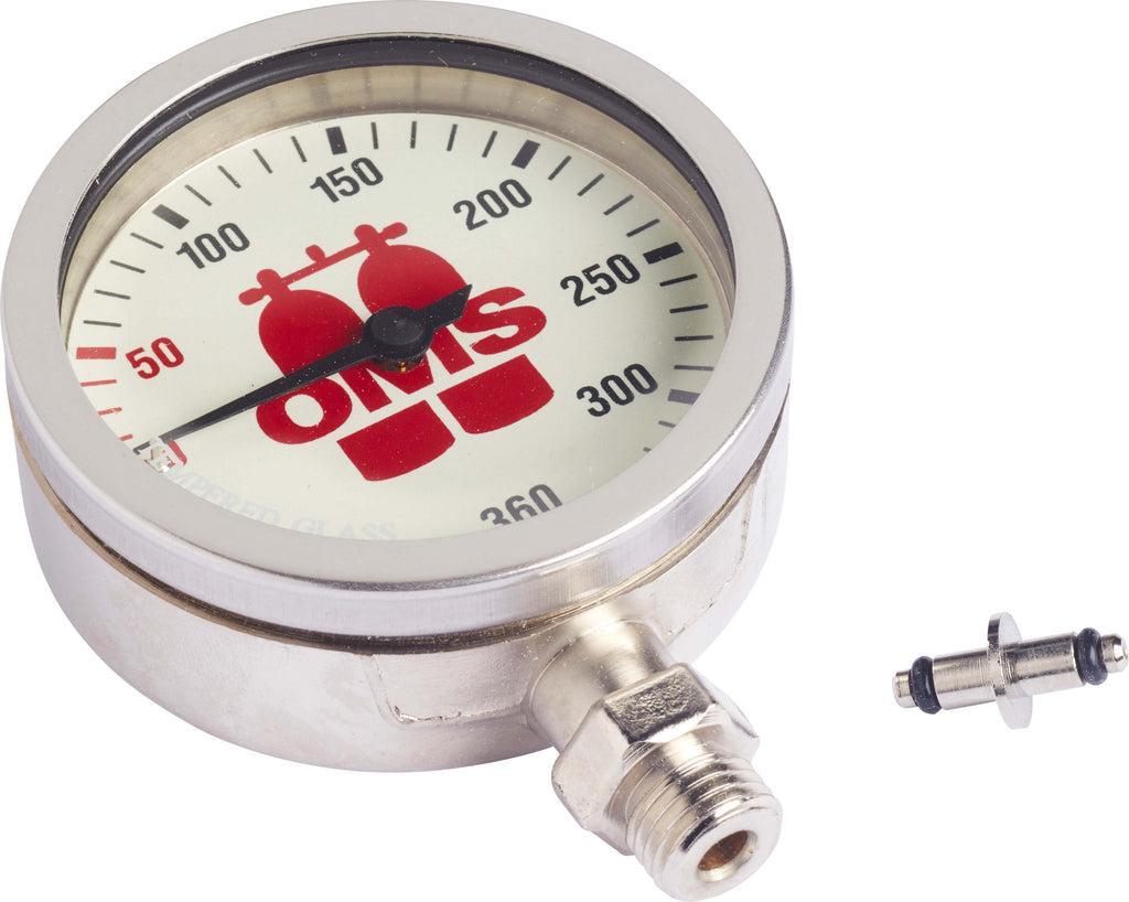 OMS Dive Gear SPG 63 mm, mineral glass, nickel finishing, "OMS" 0-360 Bar Style Chrome