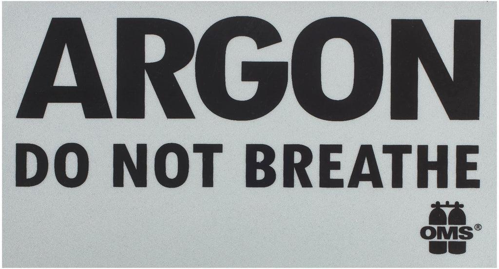 OMS Dive Gear Inert Gas: DO NOT BREATHE warning Decal Color White