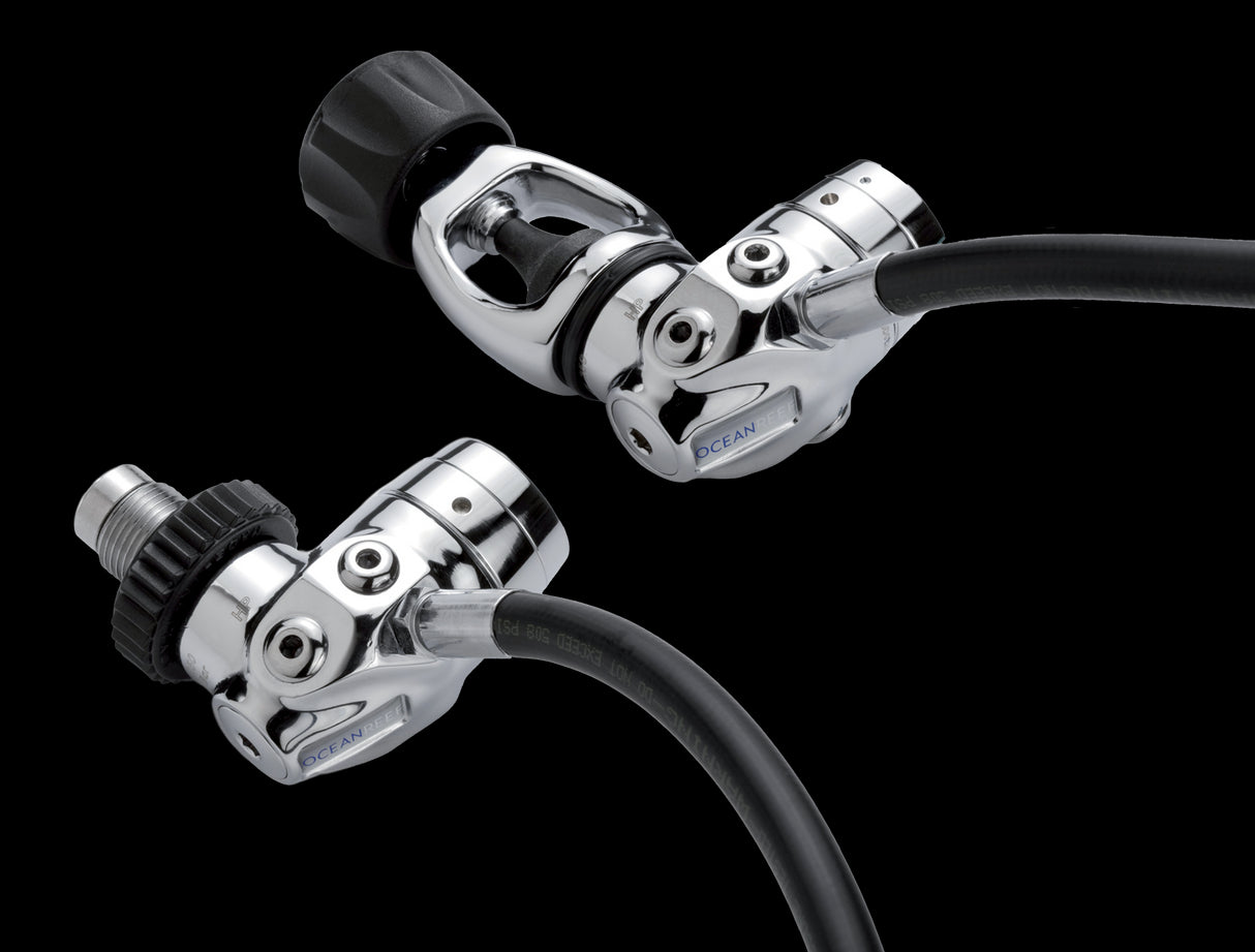 Ocean Reef Neptune III Package – Diving Full Face Mask W/ Int 2nd st. Surface Air Valve Hose Pressure Gauge Octopus SL35TX Din First Stage + Bump + Quick Connection Hose