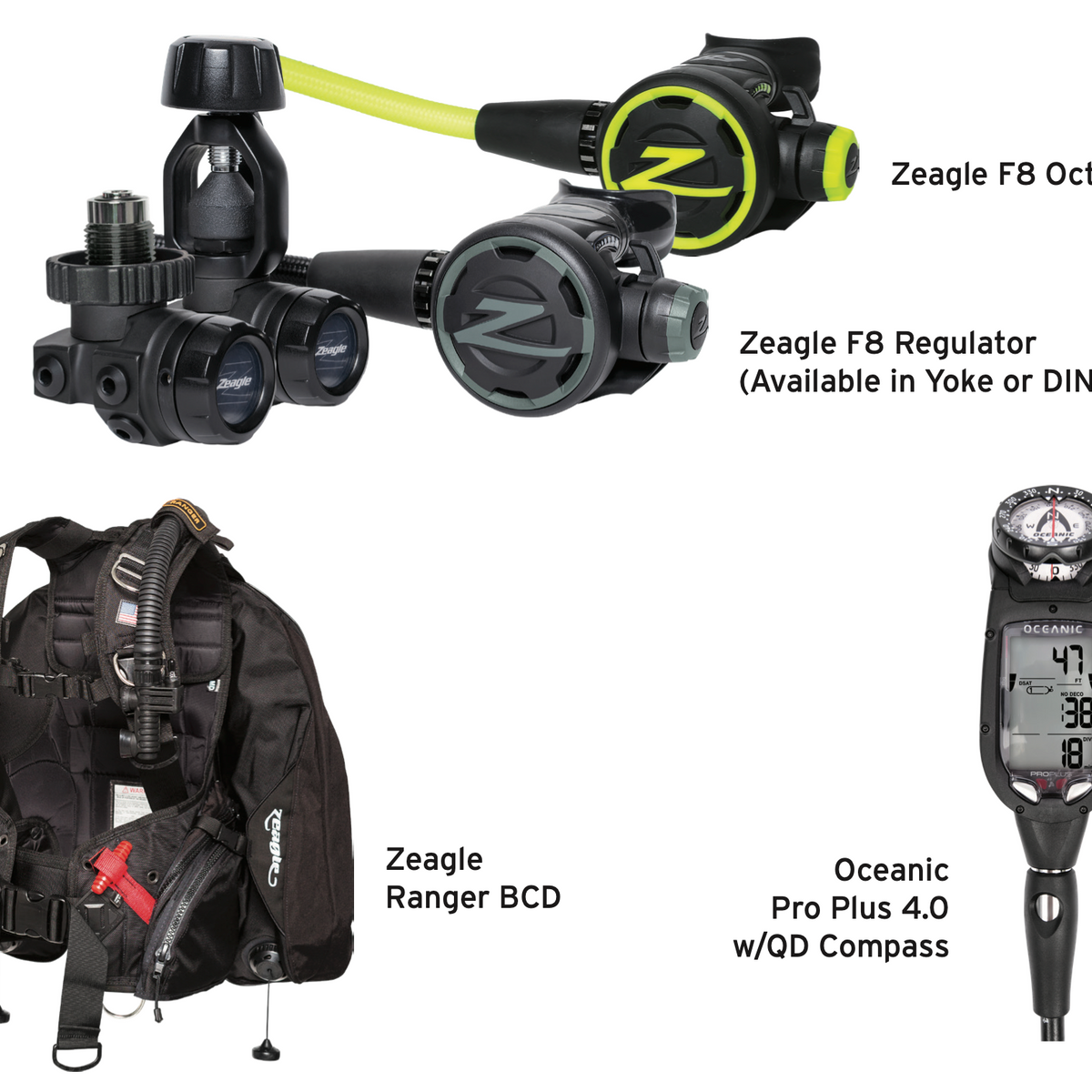 Zeagle Elite Package - Ranger BCD, F8 Regulator & Octo, Oceanic Pro Pl ...