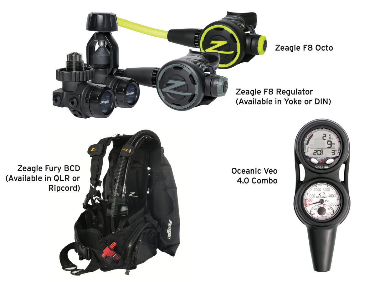 Zeagle Performance Package - Fury BCD, F8 Regulator & Octo, Oceanic Veo 4.0 Combo