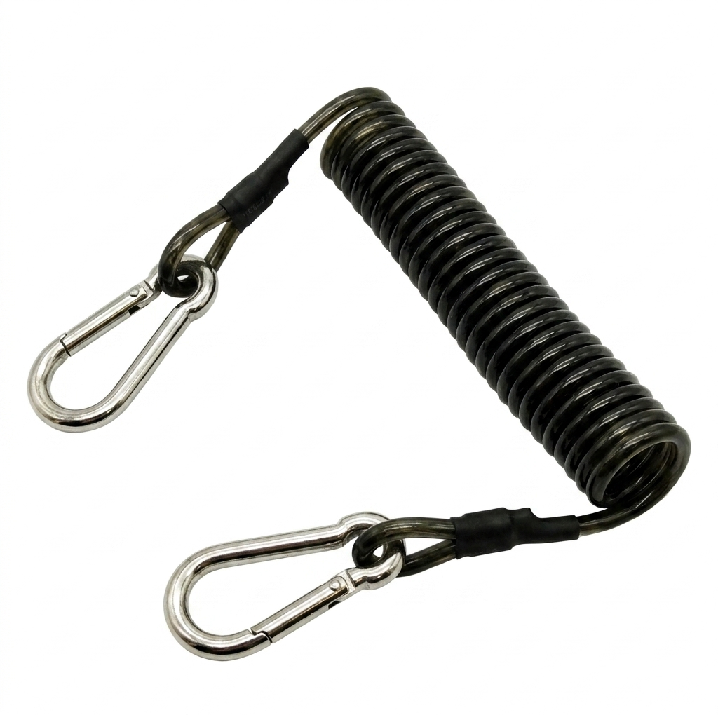 DiveCatalog.com Metal Coil Lanyard with Snap Clips