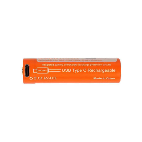 OrcaTorch 18650 battery with USB-C charging port