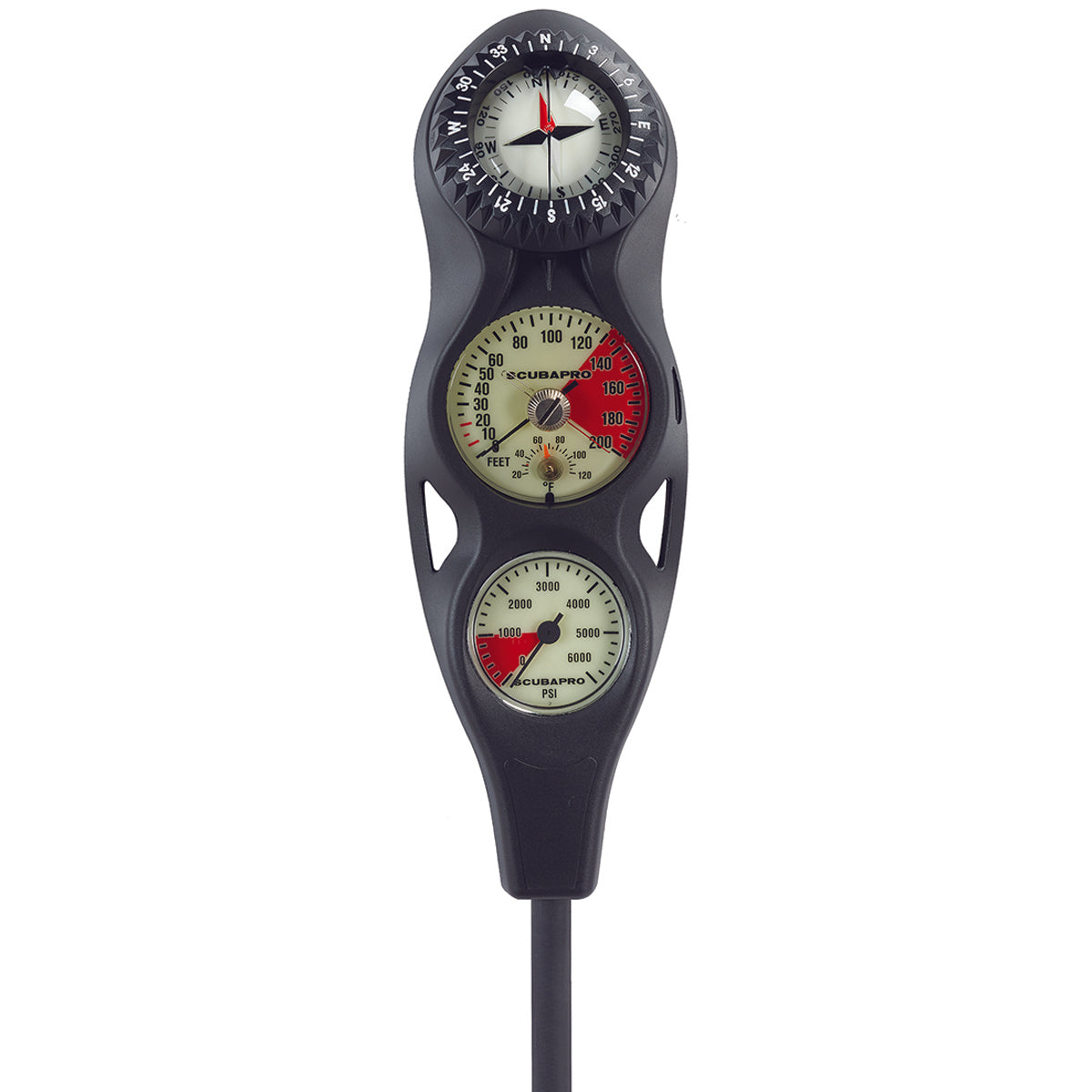 Scubapro 3-Gauge In-line Plastic Compact Pressure Gauge, Standard Depth Gauge, FS-1.5 Dive Console