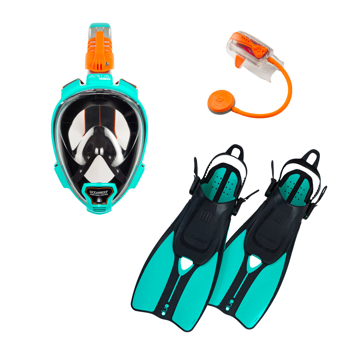 OCEAN REEF Aria QR+ Dive Mask & DUO II Fins Combo with Snorkie-Talkie