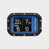 Halcyon Symbios Blue Handset dive computer showing trim and NDL screen