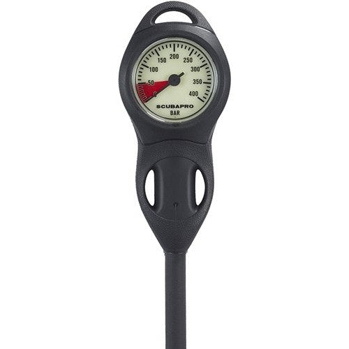 Scubapro Compact Plastic Pressure Gauge with Rubber U-Line boot and HP hose Dive Console