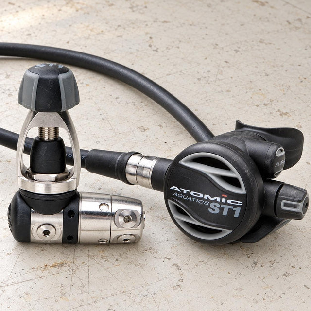 Open Box Atomic Aquatics ST1 Regulator — default, open box, lightly used on off-white work table