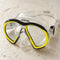 Open Box Atomic Aquatics SubFrame Mask, Medium Fit — Clear/Yellow, open box, lightly used on off-white work table