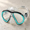 Open Box Atomic Aquatics SubFrame Mask, Medium Fit — Clear/Aqua, open box, lightly used on off-white work table