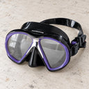 Open Box Atomic Aquatics SubFrame Mask, Medium Fit — Black/Purple, open box, lightly used on off-white work table