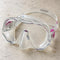 Open Box Atomic Aquatics Frameless Mask — Clear/Pink, open box, lightly used on off-white work table