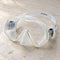 Open Box Atomic Aquatics Frameless 2 Mask — Clear, open box, lightly used on off-white work table
