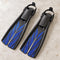 Open Box Atomic Aquatics Open Heel Fin — Blue, open box, lightly used on off-white work table