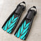 Open Box Atomic Aquatics Open Heel Fin — Aqua, open box, lightly used on off-white work table