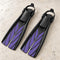 Open Box Atomic Aquatics Open Heel Fin — Purple, open box, lightly used on off-white work table