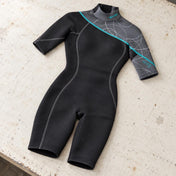 Open Box Bare 2 MM Elate Shorty Womens Scuba Diving Wetsuit — default, open box, lightly used on off-white work table