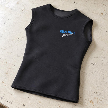 Open Box Bare 3mm Mens S-Flex Neoprene and THERMALSKIN Vest — default, open box, lightly used on off-white work table