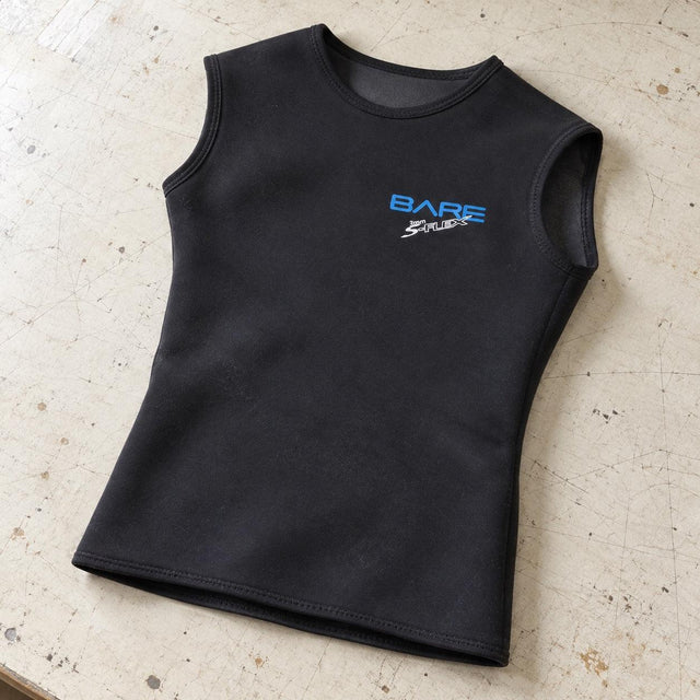 Open Box Bare 3mm Mens S-Flex Neoprene and THERMALSKIN Vest — default, open box, lightly used on off-white work table