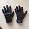 Open Box Bare 2mm Tropic Pro Dive Gloves — Black, open box, lightly used on off-white work table