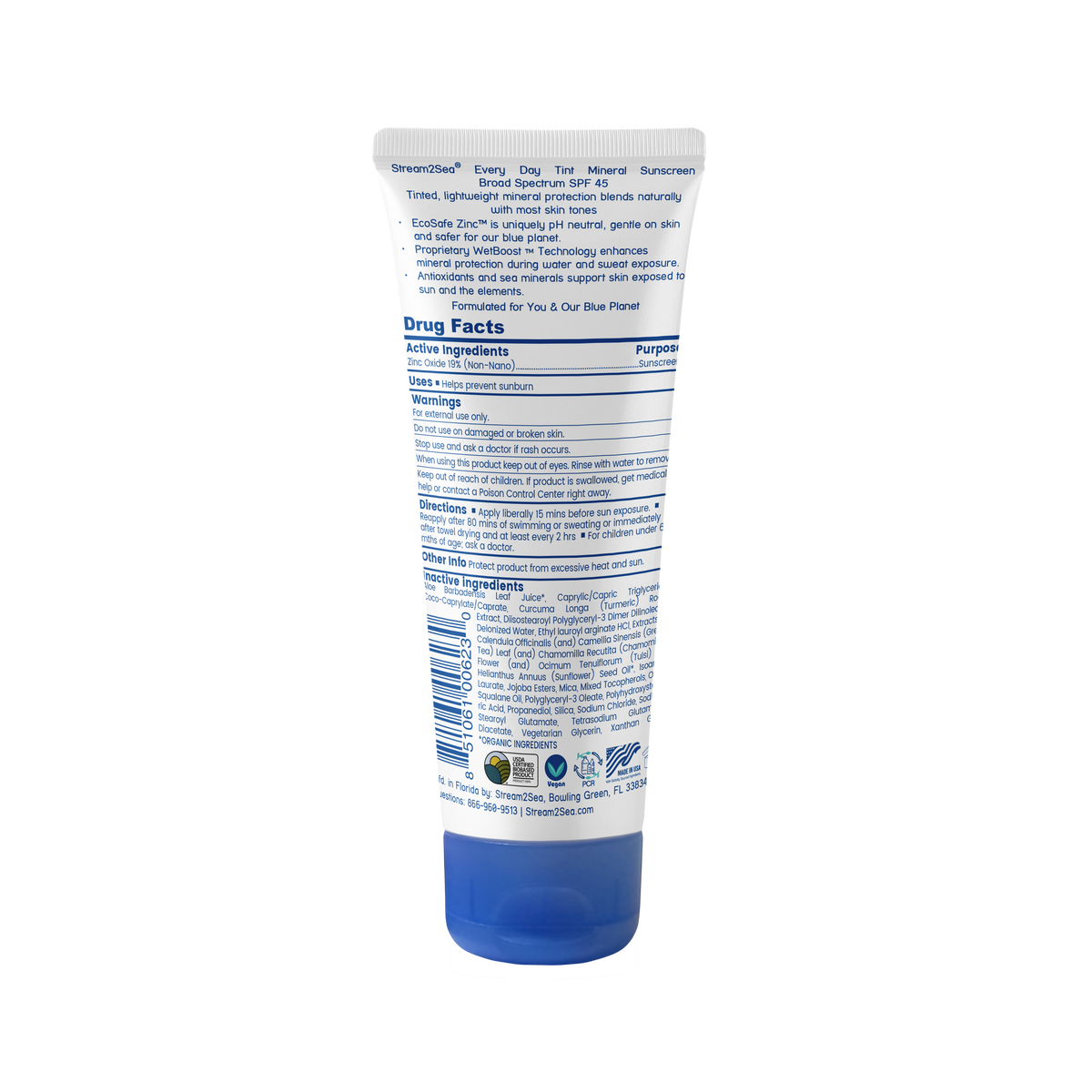 Stream2Sea Every Day Tint sunscreen back label