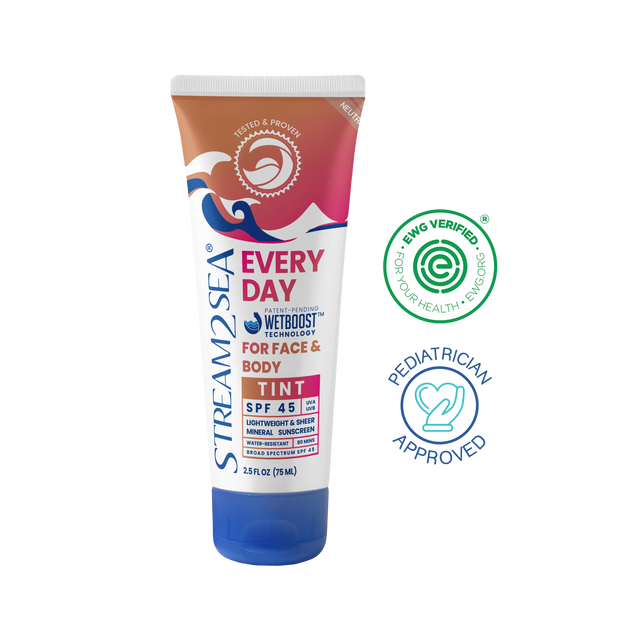 Stream2Sea Every Day Tint Mineral Sunscreen SPF 45, 2.5 oz tube