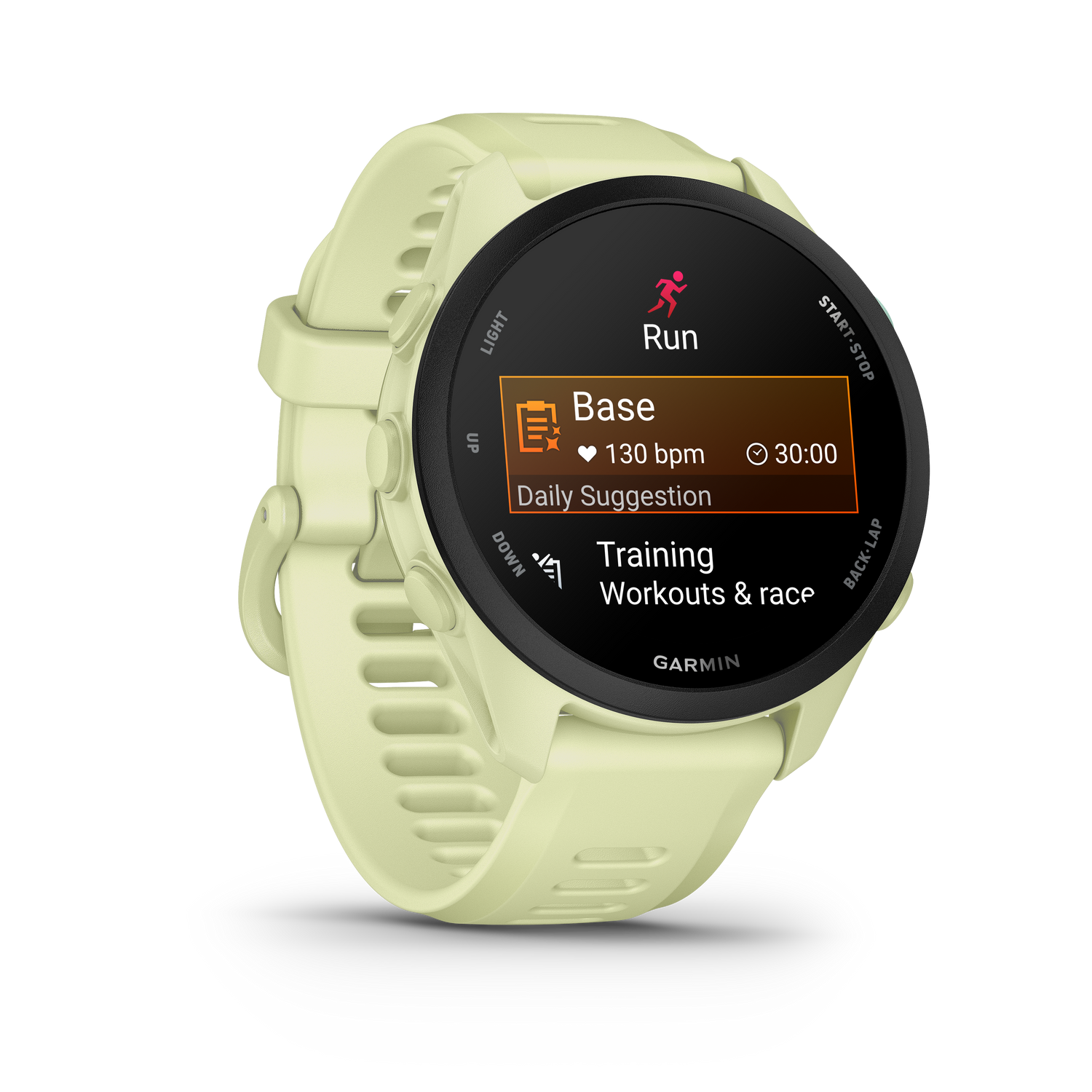 Garmin Forerunner 70 Citron running daily suggested workout screen