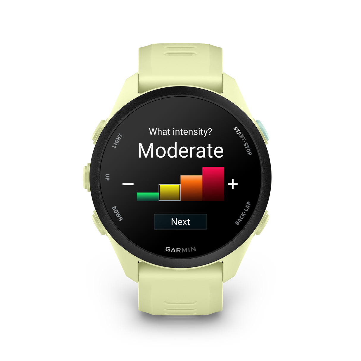 Garmin Forerunner 70 Citron quick workout screen