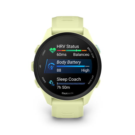 Garmin Forerunner 70 Citron glances screen