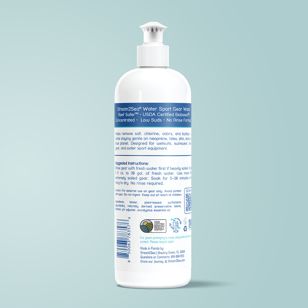 Stream2Sea Gear Wash 16 oz back label