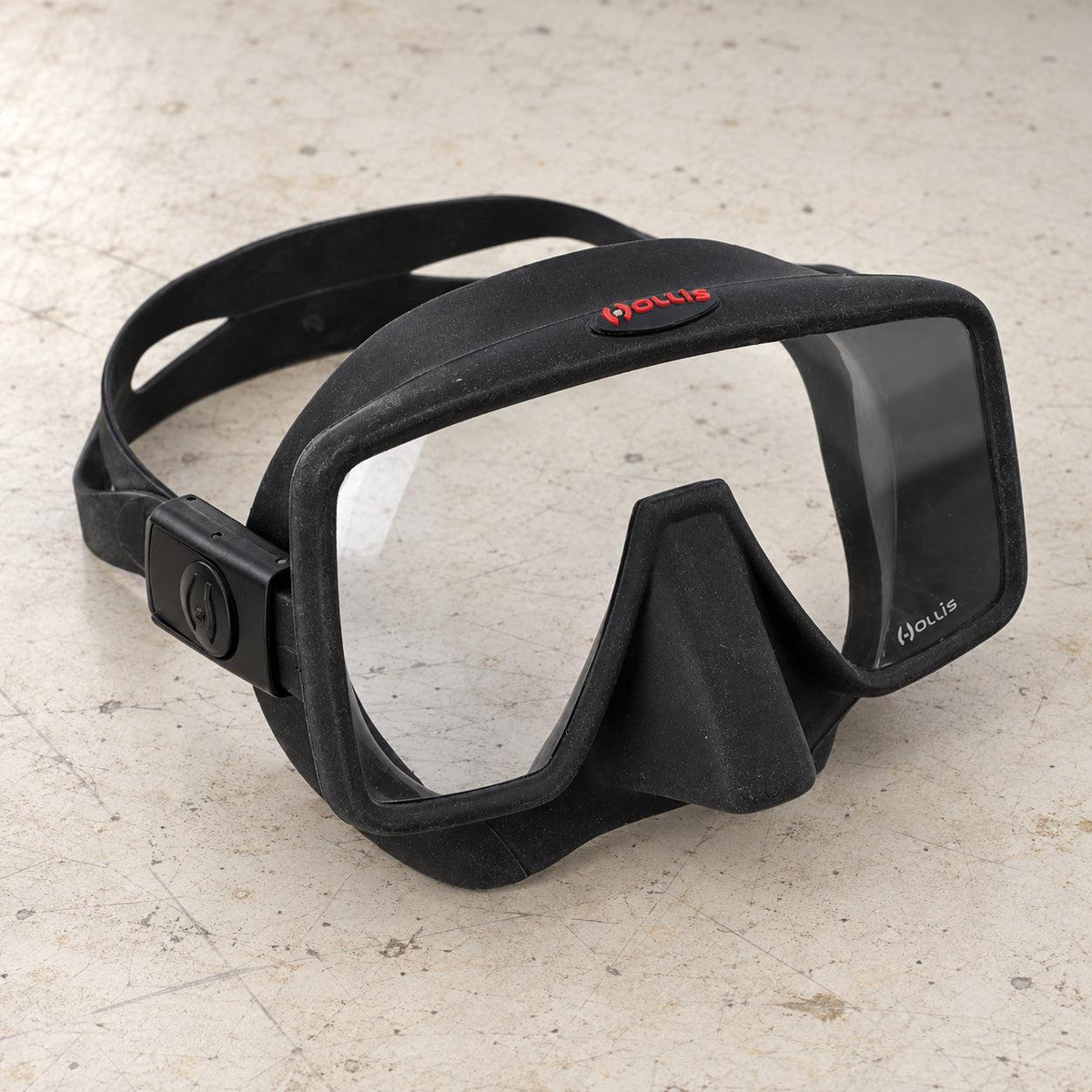 Open Box Hollis M4 Frameless Low Volume Scuba Diving Mask — default, open box, lightly used on off-white work table