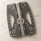 Open Box Hollis Stainless Steel Backplate 2.0 BCD Accessory — default, open box, lightly used on off-white work table