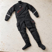 Open Box Hollis DX-300X Technical Expedition-Grade Drysuit w/ 5mm Neoprene Socks — default, open box, lightly used on off-white work table