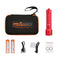 OrcaTorch Orca7 dive light in Red with two 21700 batteries and package contents