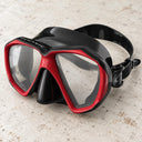 Open Box Oceanic Duo Mask — BK/Red, open box, lightly used on off-white work table
