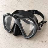 Open Box Oceanic Duo Mask — Black/Titanium, open box, lightly used on off-white work table