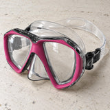 Open Box Oceanic Duo Mask — CL/Pink, open box, lightly used on off-white work table