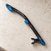 Open Box Oceanic Ultra Dry Snorkel — Black/Blue, open box, lightly used on off-white work table