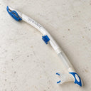 Open Box Oceanic Ultra Dry Snorkel — White/Blue, open box, lightly used on off-white work table