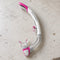 Open Box Oceanic Ultra SD Snorkel — White/Pink, open box, lightly used on off-white work table
