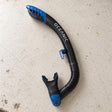 Open Box Oceanic Ultra Dry 2 Snorkel — Black/Blue, open box, lightly used on off-white work table