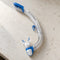 Open Box Oceanic Ultra Dry 2 Snorkel — Clear/Blue, open box, lightly used on off-white work table