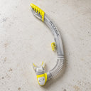 Open Box Oceanic Ultra Dry 2 Snorkel — Clear/Yellow, open box, lightly used on off-white work table