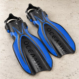 Open Box Oceanic Manta Ray Fin — Blue/Black, open box, lightly used on off-white work table