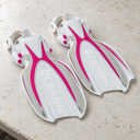 Open Box Oceanic Manta Ray Fin — Pink/White, open box, lightly used on off-white work table