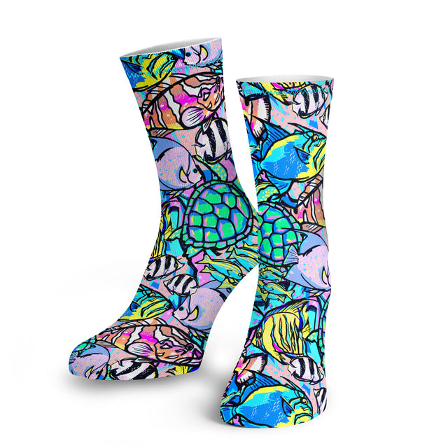 Spacefish Army Neon Fish Frenzy Dive Socks