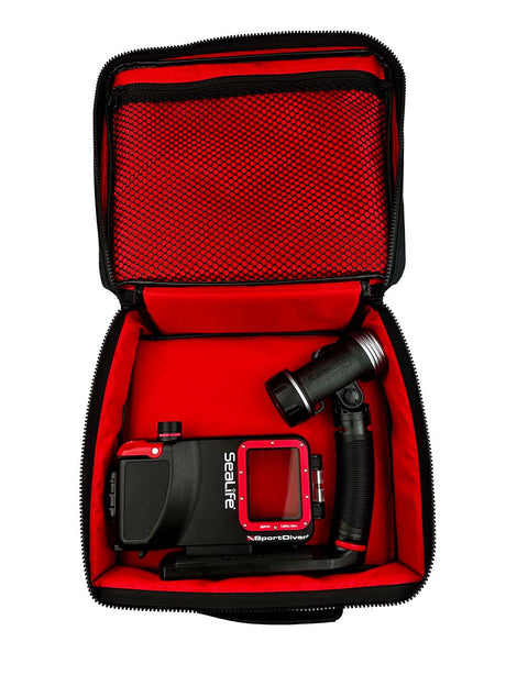SeaLife Compact Set Case open with the SportDiver housing and light inside