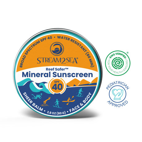 Stream2Sea SPF 40 Mineral Sunscreen Balm, 2.8 oz tin
