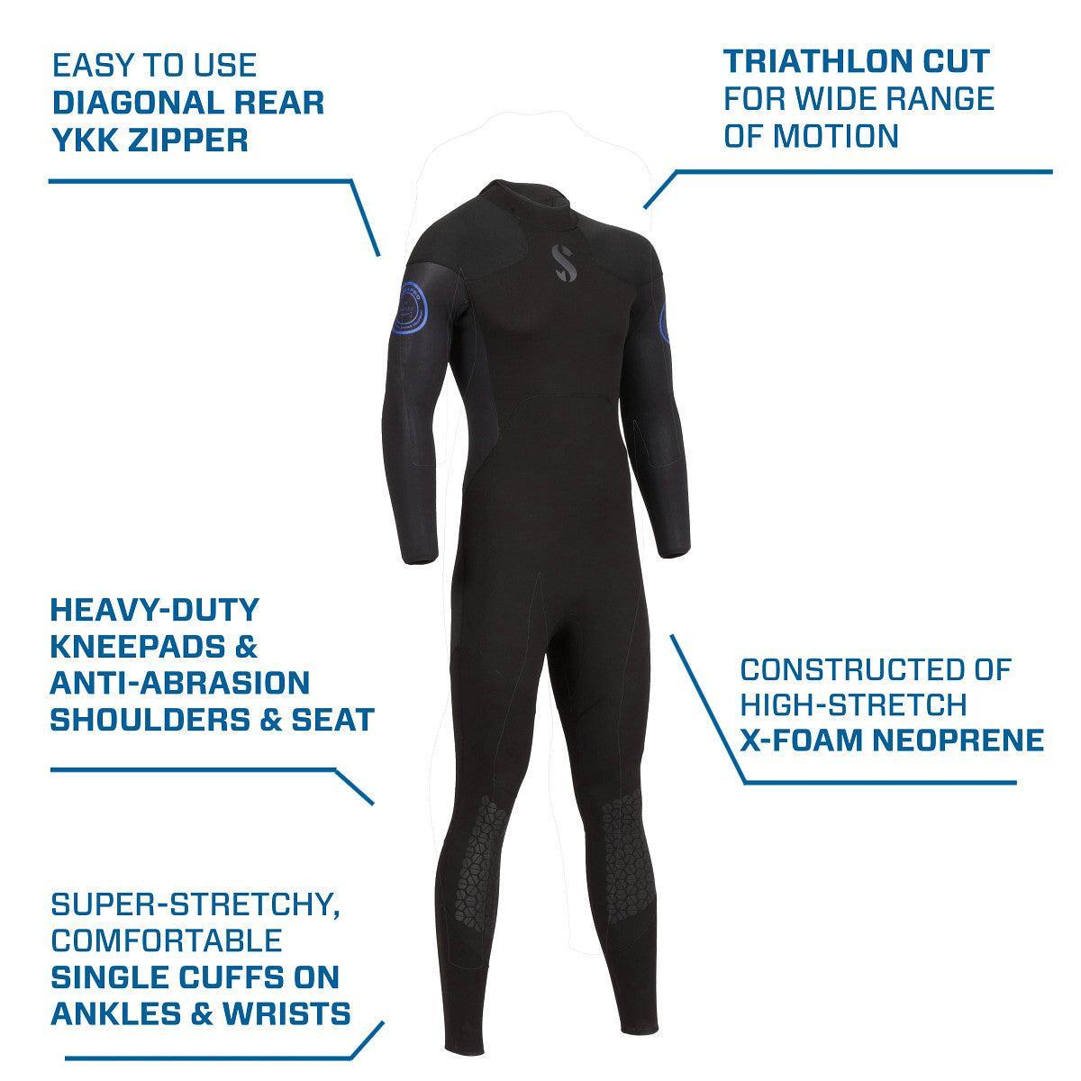 Scubapro Oneflex Steamer 3 mm B-Zip Men's Wetsuit - features overview